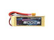 Foxnovo High Power 11.1V 5000mAH 25C MAX 40C XT60 Plug Rechargeable Lipo Battery for RC Helicopter Airplane