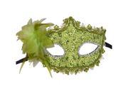 Foxnovo Fashion Lily Flower Crystal Rhinestones Decor Venetian Lace Face Mask for Halloween Masquerade Costume Party Green