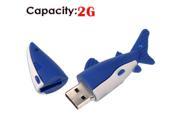 Foxnovo Novelty Cartoon Mini Shark Shaped 2GB USB 2.0 Flash Drive Stick U disk USB Flash Memory Blue