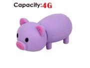 Foxnovo Cute Mini Cartoon Pig Shaped 4GB USB 2.0 Flash Drive Stick U disk USB Flash Memory Purple