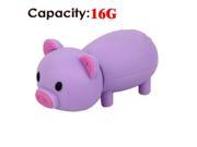 Foxnovo Cute Mini Cartoon Pig Shaped 16GB USB 2.0 Flash Drive Stick U disk USB Flash Memory Purple