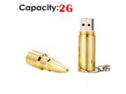 Foxnovo Cool Bullet Shaped 2GB USB 2.0 Flash Drive U disk USB Flash Memory with Keychain Golden