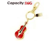 Foxnovo Cool Mini Violin Shaped 16GB USB Flash Drive U disk USB Flash Memory with Keychain Red