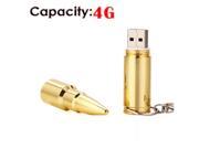 Foxnovo Cool Bullet Shaped 4GB USB 2.0 Flash Drive U disk USB Flash Memory with Keychain Golden