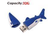 Foxnovo Novelty Cartoon Mini Shark Shaped 32GB USB 2.0 Flash Drive Stick U disk USB Flash Memory Blue