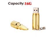 Foxnovo Cool Bullet Shaped 16GB USB 2.0 Flash Drive U disk USB Flash Memory with Keychain Golden