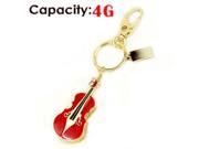 Foxnovo Cool Mini Violin Shaped 4GB USB Flash Drive U disk USB Flash Memory with Keychain Red