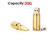 Foxnovo Cool Bullet Shaped 32GB USB 2.0 Flash Drive U disk USB Flash Memory with Keychain Golden