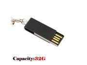 Foxnovo Portable Rotatable 32GB Metal USB Flash Drive U disk USB Flash Memory with Keychain Black