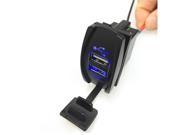 Foxnovo Universal 12V 24V Waterproof Car Motorcycle 3.1A Dual USB Socket Power Charger Adapter with Blue LED Indicator for iPad iPhone Cellphone GPS MP3 Bl