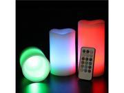 Foxnovo Vanilla Scented Color changing LED Flamelesss Candles in 3 Sizes with Timer 18 key Remote Control 3 pcs set Beige
