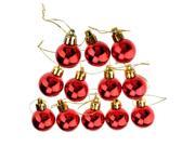 Foxnovo 3cm Shining Christmas Baubles Round Balls Christmas Tree Party Decorative Balls Ornament 12 pcs set Red