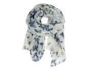 Foxnovo 180*100cm Fashion All match Women s Girls Butterfly Printed Long Soft Voile Scarf Muffler Shawl Wrap White