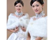 Foxnovo Elegant Faux Fur Wrap Bridal Shrug Stole Shoulder Cover Shawl Cape Ivory