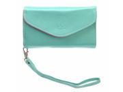 Foxnovo Left right Open Style Smart PU Protective Pouch Case with Card Holder Strap for iPhone 5 Lake Green
