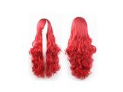 Foxnovo Women Girls 80CM Long Wavy Synthetic Fiber Wig with Bangs for Anime Cosplay Red