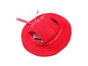 Foxnovo Pet Dog Mesh Porous Sun Cap Hat with Ear Holes for Small Dogs Size M Red