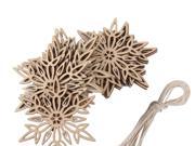 Foxnovo 10pcs Wooden Embellishments with String Christmas Decoration Snowflake Pattern Pendant