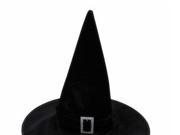 Foxnovo Black Velour Witch Sorceress Hat Hallowen Fancy Dress Party Costume Accessory