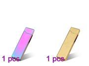 Foxnovo 2pcs USB Rechargeable Lighter Metal Double sided Electric Lighters Icing Eagle Colorful Ice
