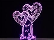 Foxnovo 3D Lamp Visual Light Effect 7 Colors Changes Night Light Love Hearts