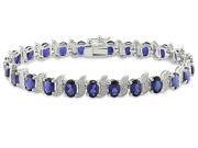 Sofia B 13 2 9 CT TW Created Blue Sapphire and Diamond Sterling Silver Bracelet