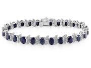 Sofia B 14 7 8 CT TW Black Sapphire Sterling Silver Tennis Bracelet with Diamond Accents
