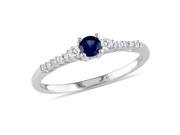 Sofia B 1 3 CT TW Lab Created Blue and White Sapphire Sterling Silver Ring with Diamond Accents