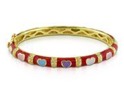 Red Multi colored Enamel Gold Plated Heart Baby Bangle Bracelet
