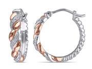 Julie Leah Two Tone Sterling Silver Twisted Hoop Earrings with Diamond Accents