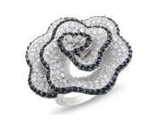 Sofia B 10 CT TW White and Black Cubic Zirconia Sterling Silver Flower Ring