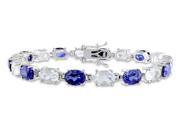 Sofia B 21 3 4 CT Created Blue Sapphire and White Topaz Bracelet in Sterling Silver