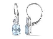 Sofia B 3 4 5 CT TW Blue Topaz and Created White Sapphire Silver Lever Back Earrings