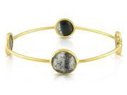 8 Inch 27 Carat Rutilated Quartz 22K Yellow Gold Plated Sterling Silver Bangle