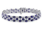 Sofia B 18 1 4 CT TW Created Blue and White Sapphire Silver Bracelet