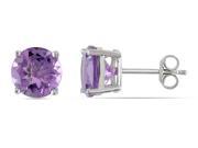 Sofia B 3 1 2 CT TW 8 mm Round Amethyst Silver Solitaire Earrings