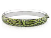 Sterling Silver Green Snake Printed Bangle Bracelet