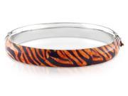 Sterling Silver Tiger Striped Bangle Bracelet