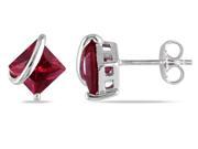 Sofia B 2 1 3 CT TW Created Ruby Silver Earrings