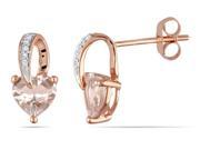 Sofia B 1 1 3 CT Morganite and Diamond Drop Earrings in 10K Rose Gold