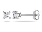 Julie Leah 1 2 CT Princess Cut Diamond 14K White Gold Solitaire Earrings