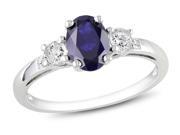Sofia B 1 3 5 CT Blue and White Created Sapphire and Diamond 10K White Gold Ring