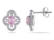 Sofia B 1 1 6 CT TW Pink Sapphire 10K White Gold Earrings with Diamond Accents