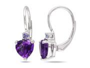 Sofia B 2 2 5 CT TW Amethyst and African Tanzanite Silver Lever Back Earrings
