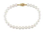 Michiko 5 5.5 mm Freshwater Cultured Pearl Bracelet with 14K Gold Fish Eye Clasp