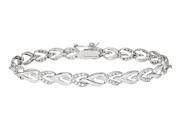 Julie Leah 1 CT TW Diamond Tennis Bracelet in Linked Heart Shaped Sterling Silver