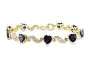 Sofia B 8 1 5 CT TW Lab Created Blue Sapphire Yellow Plated Sterling Silver Bracelet with Diamond Accents