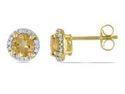 Sofia B 7 8 CT TW Citrine 10K Gold Halo Earrings with Diamond Accents