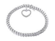 Julie Leah 1 CT TW Diamond Sterling Silver Tennis Bracelet with Heart Charm