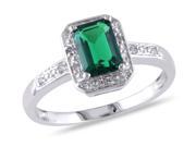 Sofia B 7 8 CT TW Lab Created Emerald 10K White Gold Ring with Diamond Accents